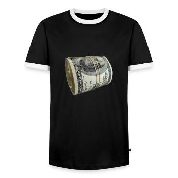 Money maker money - Men's Ringer Shirt - black/white - Front - AI Model Female 172 light (172cm) & AI Model Male 178 light (178cm)