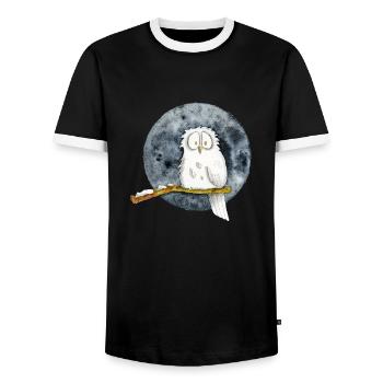 The Snowy Owl - Men's Ringer Shirt - black/white - Front - AI Model Female 172 light (172cm) & AI Model Male 178 light (178cm)