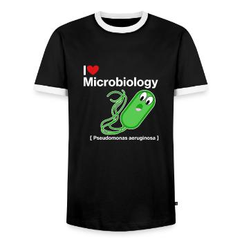 J'adore la microbiologie - T-shirt contrasté Homme - noir/blanc - Devant - AI Model Female 172 light (172cm) & AI Model Male 178 light (178cm)