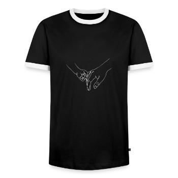 Bébé tient la main du père - T-shirt contrasté Homme - noir/blanc - Devant - AI Model Female 172 light (172cm) & AI Model Male 178 light (178cm)
