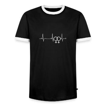 Lesbische Frauen Herzschlag - Männer Kontrast-T-Shirt - Schwarz/Weiß - Vorne - AI Model Female 172 light (172cm) & AI Model Male 178 light (178cm)