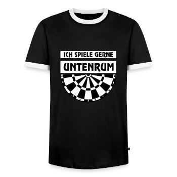 Darts Dart - Männer Kontrast-T-Shirt - Schwarz/Weiß - Vorne - AI Model Female 172 light (172cm) & AI Model Male 178 light (178cm)