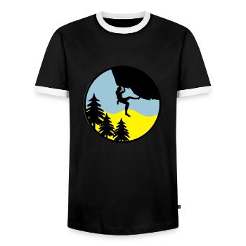 climbing nature - Men's Ringer Shirt - black/white - Front - AI Model Female 172 light (172cm) & AI Model Male 178 light (178cm)