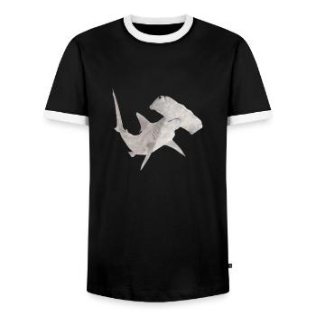 Great hammerhead, shark, shark - Men's Ringer Shirt - black/white - Front - AI Model Female 172 light (172cm) & AI Model Male 178 light (178cm)