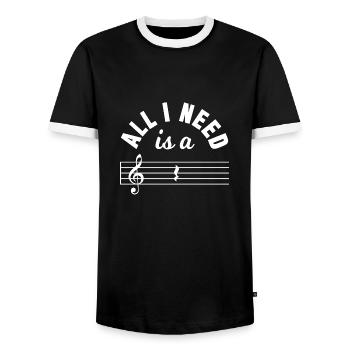 Music notes music teacher musical note gift - Men's Ringer Shirt - black/white - Front - AI Model Female 172 light (172cm) & AI Model Male 178 light (178cm)
