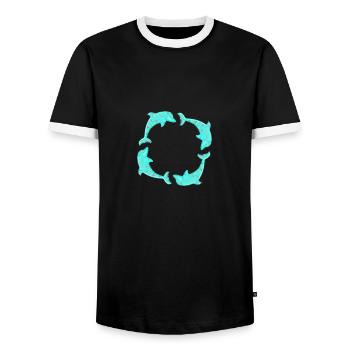 Dolphin - Men's Ringer Shirt - black/white - Front - AI Model Female 172 light (172cm) & AI Model Male 178 light (178cm)