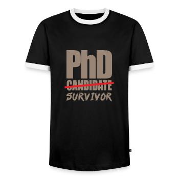 Cadeau de graduation Phd Uni disant - T-shirt contrasté Homme - noir/blanc - Devant - AI Model Female 172 light (172cm) & AI Model Male 178 light (178cm)
