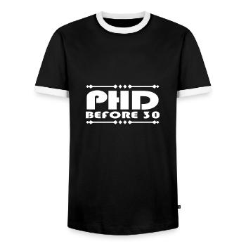 Phd 30 years saying student gift - Men's Ringer Shirt - black/white - Front - AI Model Female 172 light (172cm) & AI Model Male 178 light (178cm)