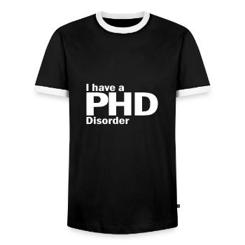 Phd disorder saying doctor gift - Men's Ringer Shirt - black/white - Front - AI Model Female 172 light (172cm) & AI Model Male 178 light (178cm)