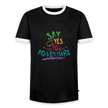 Travel Say Yes To Adventure Traveller Camper Gift - T-shirt contrasté Homme - noir/blanc - Devant - AI Model Female 172 light (172cm) & AI Model Male 178 light (178cm)