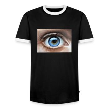 œil - T-shirt contrasté Homme - noir/blanc - Devant - AI Model Female 172 light (172cm) & AI Model Male 178 light (178cm)
