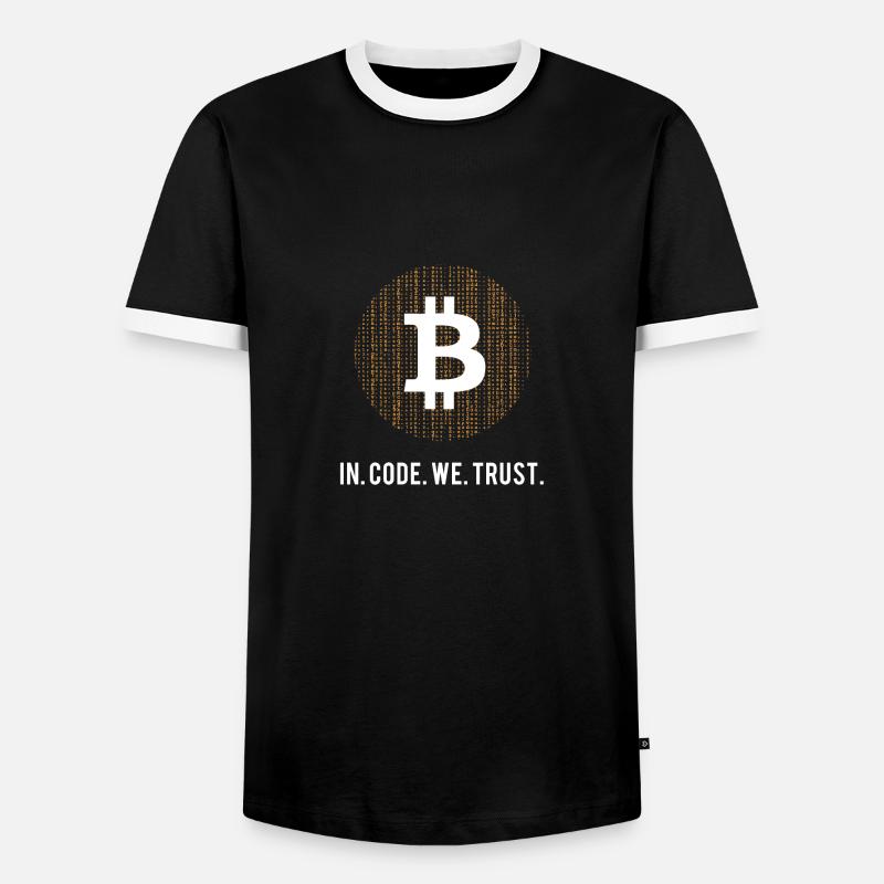Bitcoin in code we trust - Männer Kontrast-T-Shirt - Schwarz/Weiß