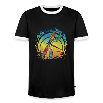 Libellule - T-shirt contrasté Homme - noir/blanc - Devant - AI Model Female 172 light (172cm) & AI Model Male 178 light (178cm)