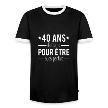 40 ans anniversaire perfection âge décennie humour - T-shirt contrasté Homme - noir/blanc - Devant - AI Model Female 172 light (172cm) & AI Model Male 178 light (178cm)