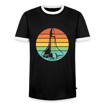 Retro rocket space shuttle - Men's Ringer Shirt - black/white - Front - AI Model Female 172 light (172cm) & AI Model Male 178 light (178cm)