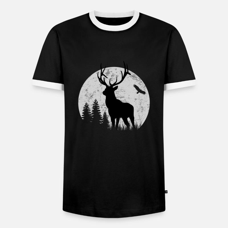 Hirsch - Männer Kontrast-T-Shirt - Schwarz/Weiß