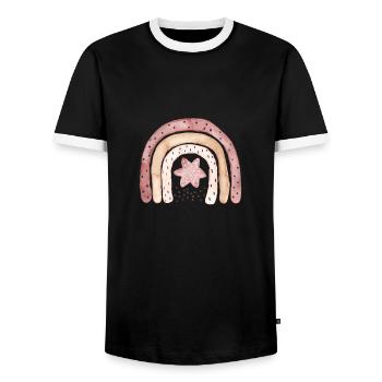 Rainbow boho coffee brown - Men's Ringer Shirt - black/white - Front - AI Model Female 172 light (172cm) & AI Model Male 178 light (178cm)