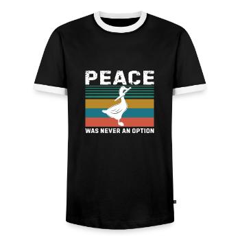 Peace was never an option Geschenk - Männer Kontrast-T-Shirt - Schwarz/Weiß - Vorne - AI Model Female 172 light (172cm) & AI Model Male 178 light (178cm)