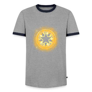 star - Men's Ringer Shirt - grey/navy  - Front - AI Model Female 172 light (172cm) & AI Model Male 178 light (178cm)