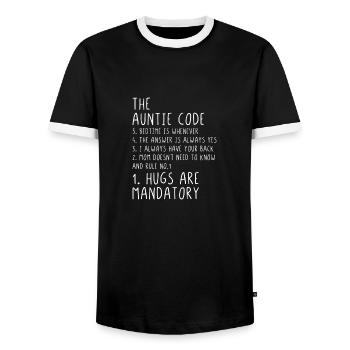 The Auntie Code - Men's Ringer Shirt - black/white - Front - AI Model Female 172 light (172cm) & AI Model Male 178 light (178cm)