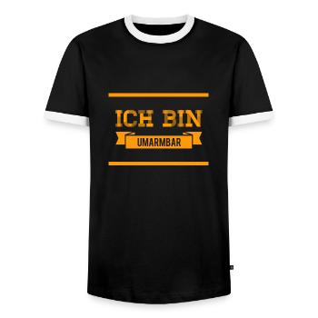 ich will eine Umarmung - Männer Kontrast-T-Shirt - Schwarz/Weiß - Vorne - AI Model Female 172 light (172cm) & AI Model Male 178 light (178cm)