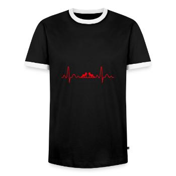 Heartbeat twins mom twins dad gift - Men's Ringer Shirt - black/white - Front - AI Model Female 172 light (172cm) & AI Model Male 178 light (178cm)
