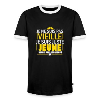 Je ne suis pas vieille - T-shirt contrasté Homme - noir/blanc - Devant - AI Model Female 172 light (172cm) & AI Model Male 178 light (178cm)