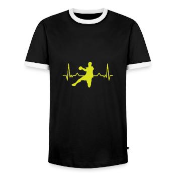 Handballspieler puls Trainer Hobby Sport Geschenk - Männer Kontrast-T-Shirt - Schwarz/Weiß - Vorne - AI Model Female 172 light (172cm) & AI Model Male 178 light (178cm)