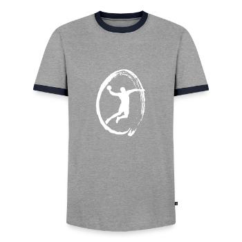 Handballspieler Trainer Geschenk Hobby Sport - Männer Kontrast-T-Shirt - Grau/Navy  - Vorne - AI Model Female 172 light (172cm) & AI Model Male 178 light (178cm)