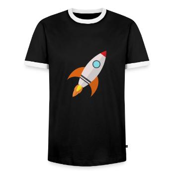 rocket - Men's Ringer Shirt - black/white - Front - AI Model Female 172 light (172cm) & AI Model Male 178 light (178cm)