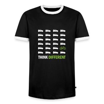 Think different gift bicycle cyclist sport - Men's Ringer Shirt - black/white - Front - AI Model Female 172 light (172cm) & AI Model Male 178 light (178cm)