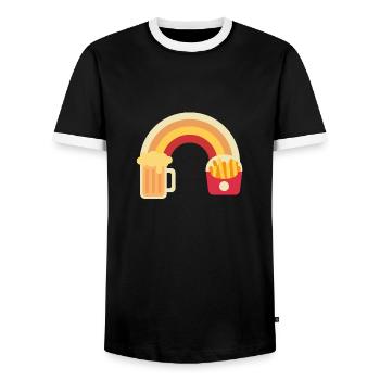 Beer and fries - Men's Ringer Shirt - black/white - Front - AI Model Female 172 light (172cm) & AI Model Male 178 light (178cm)