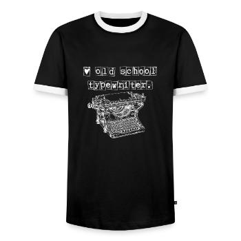 Old School Schreibmaschine - Männer Kontrast-T-Shirt - Schwarz/Weiß - Vorne - AI Model Female 172 light (172cm) & AI Model Male 178 light (178cm)