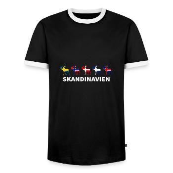 Skandinavien Geschenk Schweden Flagge Norden - Männer Kontrast-T-Shirt - Schwarz/Weiß - Vorne - AI Model Female 172 light (172cm) & AI Model Male 178 light (178cm)