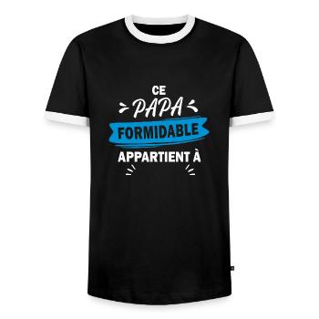 ce papa formidable appartient à - T-shirt contrasté Homme - noir/blanc - Devant - AI Model Female 172 light (172cm) & AI Model Male 178 light (178cm)