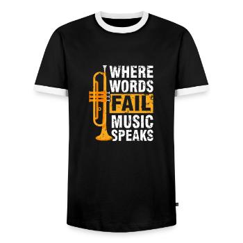 Trumpet brass band music trumpeter - Men's Ringer Shirt - black/white - Front - AI Model Female 172 light (172cm) & AI Model Male 178 light (178cm)