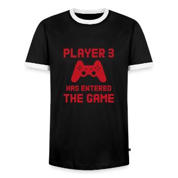 Player game gambling nerd gift - Men's Ringer Shirt - black/white - Front - AI Model Female 172 light (172cm) & AI Model Male 178 light (178cm)
