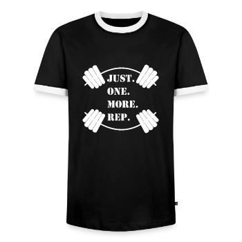 Just One More Rep - Männer Kontrast-T-Shirt - Schwarz/Weiß - Vorne - AI Model Female 172 light (172cm) & AI Model Male 178 light (178cm)