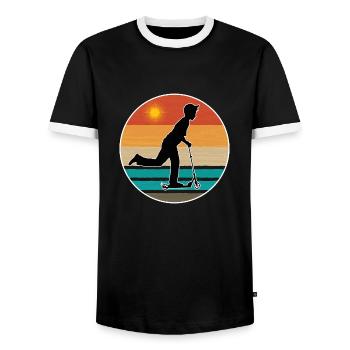 Scooter Roller Vintage - Männer Kontrast-T-Shirt - Schwarz/Weiß - Vorne - AI Model Female 172 light (172cm) & AI Model Male 178 light (178cm)