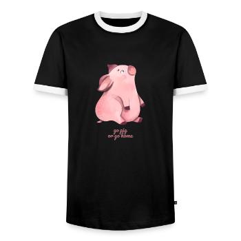 Go Pig or Go Home - T-shirt contrasté Homme - noir/blanc - Devant - AI Model Female 172 light (172cm) & AI Model Male 178 light (178cm)