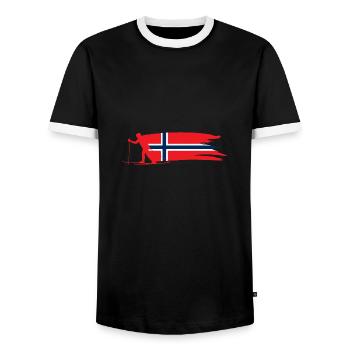 Ski Langlauf Skifahren Norwegen Skifahrer Geschenk - Männer Kontrast-T-Shirt - Schwarz/Weiß - Vorne - AI Model Female 172 light (172cm) & AI Model Male 178 light (178cm)