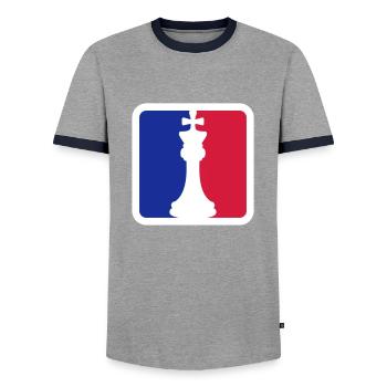Les échecs Rouge Bleu - T-shirt contrasté Homme - gris/marine  - Devant - AI Model Female 172 light (172cm) & AI Model Male 178 light (178cm)