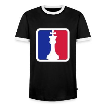 Schach Rot Blau - Männer Kontrast-T-Shirt - Schwarz/Weiß - Vorne - AI Model Female 172 light (172cm) & AI Model Male 178 light (178cm)