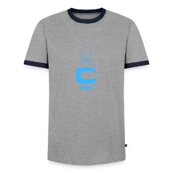 Drink Me Potion - Men's Ringer Shirt - grey/navy  - Front - AI Model Female 172 light (172cm) & AI Model Male 178 light (178cm)