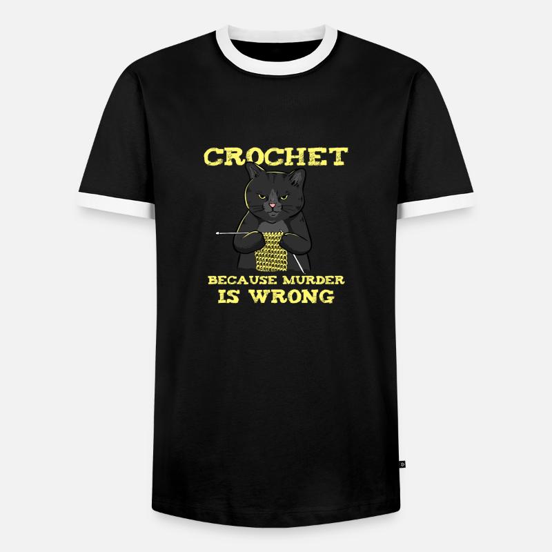 Crochet Because Murder Is Wrong - Men's Ringer Shirt - black/white