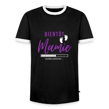 Bientôt mamie cadeau humour grand mère - T-shirt contrasté Homme - noir/blanc - Devant - AI Model Female 172 light (172cm) & AI Model Male 178 light (178cm)