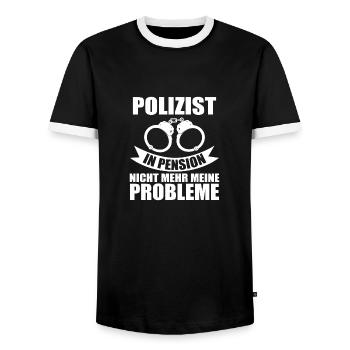 Polizist in pension Geschenk Polizei - Männer Kontrast-T-Shirt - Schwarz/Weiß - Vorne - AI Model Female 172 light (172cm) & AI Model Male 178 light (178cm)
