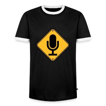 Sign Note Microphone - Men's Ringer Shirt - black/white - Front - AI Model Female 172 light (172cm) & AI Model Male 178 light (178cm)