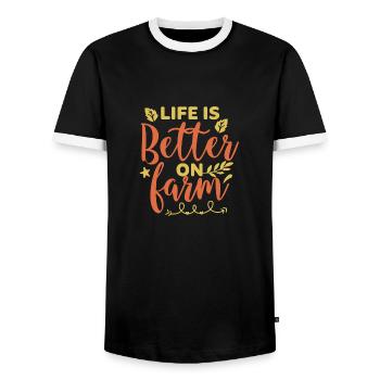 Life Is Better On A Farm - Men's Ringer Shirt - black/white - Front - AI Model Female 172 light (172cm) & AI Model Male 178 light (178cm)