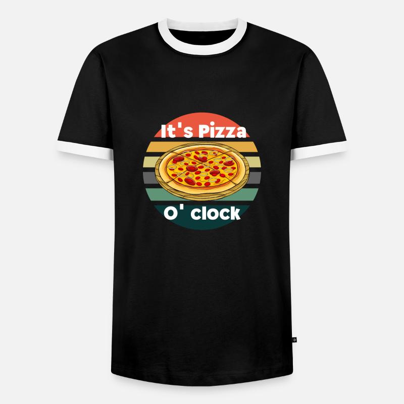 It's Pizza o' clock - Men's Ringer Shirt - black/white